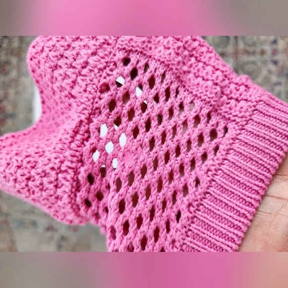 🧶Madden NYC Bright Pink Knit Adjustable Flutter Crochet Womens Top, sz XL - Picture 11 of 16
